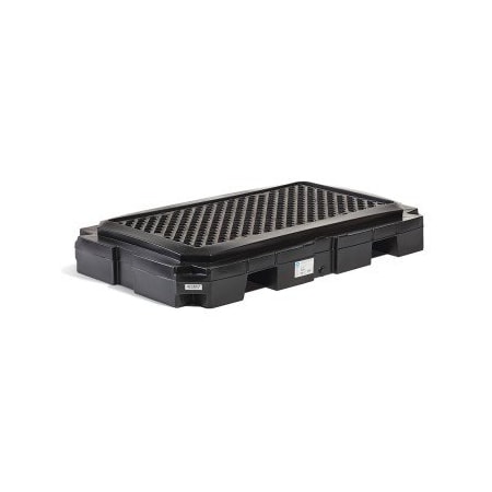 Pig PIG Heavy-Duty 2-Drum Poly Spill Containment Pallet Black WOD 66" L x 40" W x 8.75" H PAK604-BK-WOD